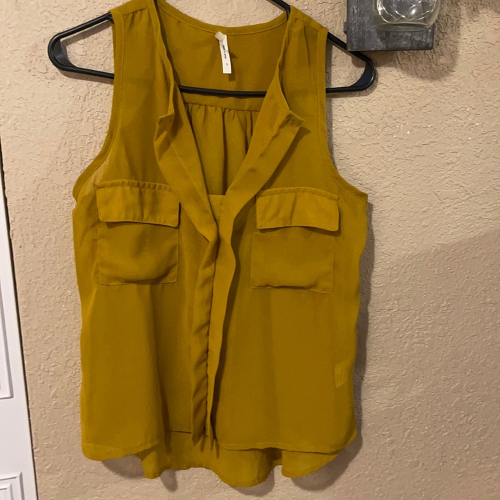 Mustard Colored Sleeveless Blouse Size S